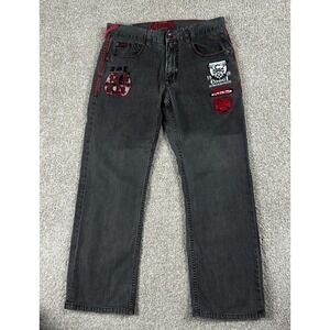 Vintage Coogi Jeans Mens 34x34 Black Denim Straight Leg Embroidered Hip Hop Y2K